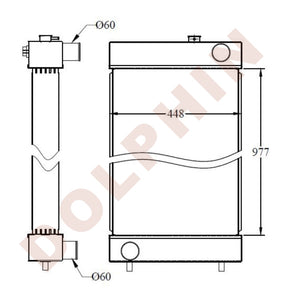 Radiator For Komatsu Complete Aluminum / 977 X 448 101 Mm