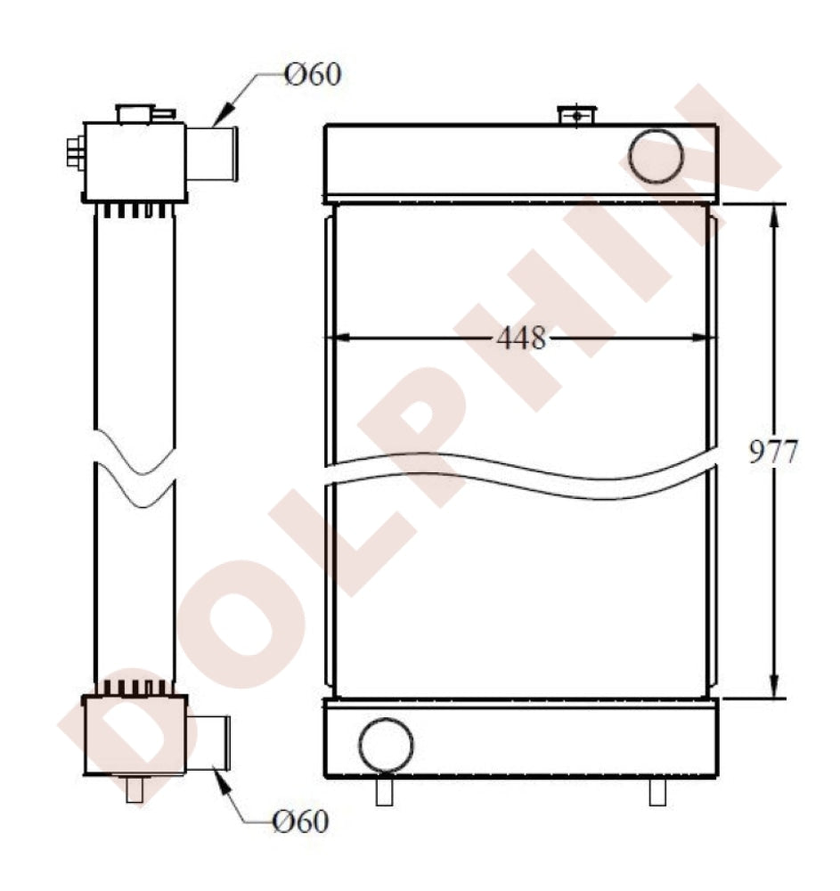 Radiator For Komatsu Complete Aluminum / 977 X 448 101 Mm