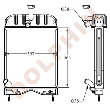 MASSEY FERGUSON  Radiator - MASSEY FERGUSON 20E, 20D, 20F, 30E, 30H, 240 - 465 x 381 x 54 mm