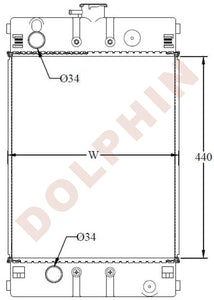 Radiator For Perkins Aluminum Plastic / 440 X 356 32 Mm