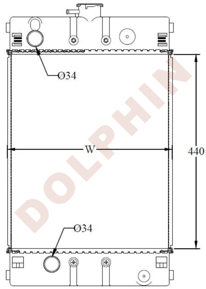 Radiator For Perkins Aluminum Plastic / 440 X 356 32 Mm