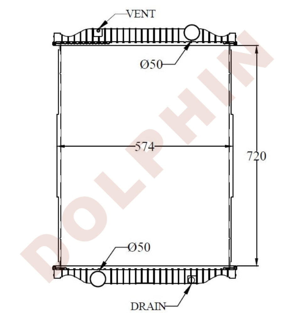 Radiator For Rvi-Renault Year 2002 Aluminum Plastic / 720 X 574 48 Mm