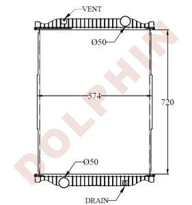 Radiator For Rvi-Renault Year 2002 Aluminum Plastic Hourglass / 720 X 574 48 Mm