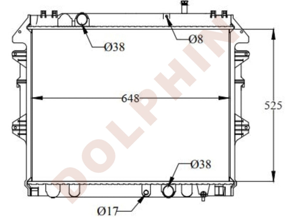 Radiator For Toyota Year 2005- Aluminum Plastic / 525 X 648 26 Mm