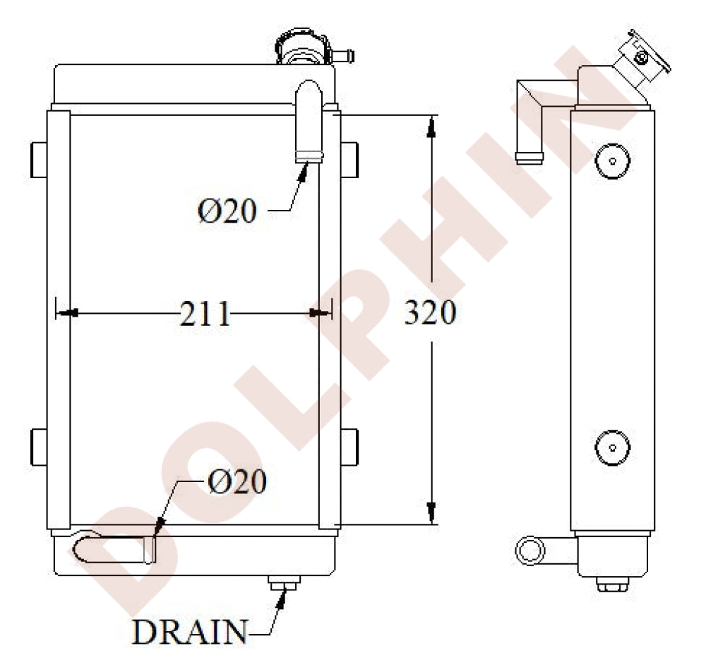 Radiator QUAD BIKE 320 x 211 x 40 mm Radiator