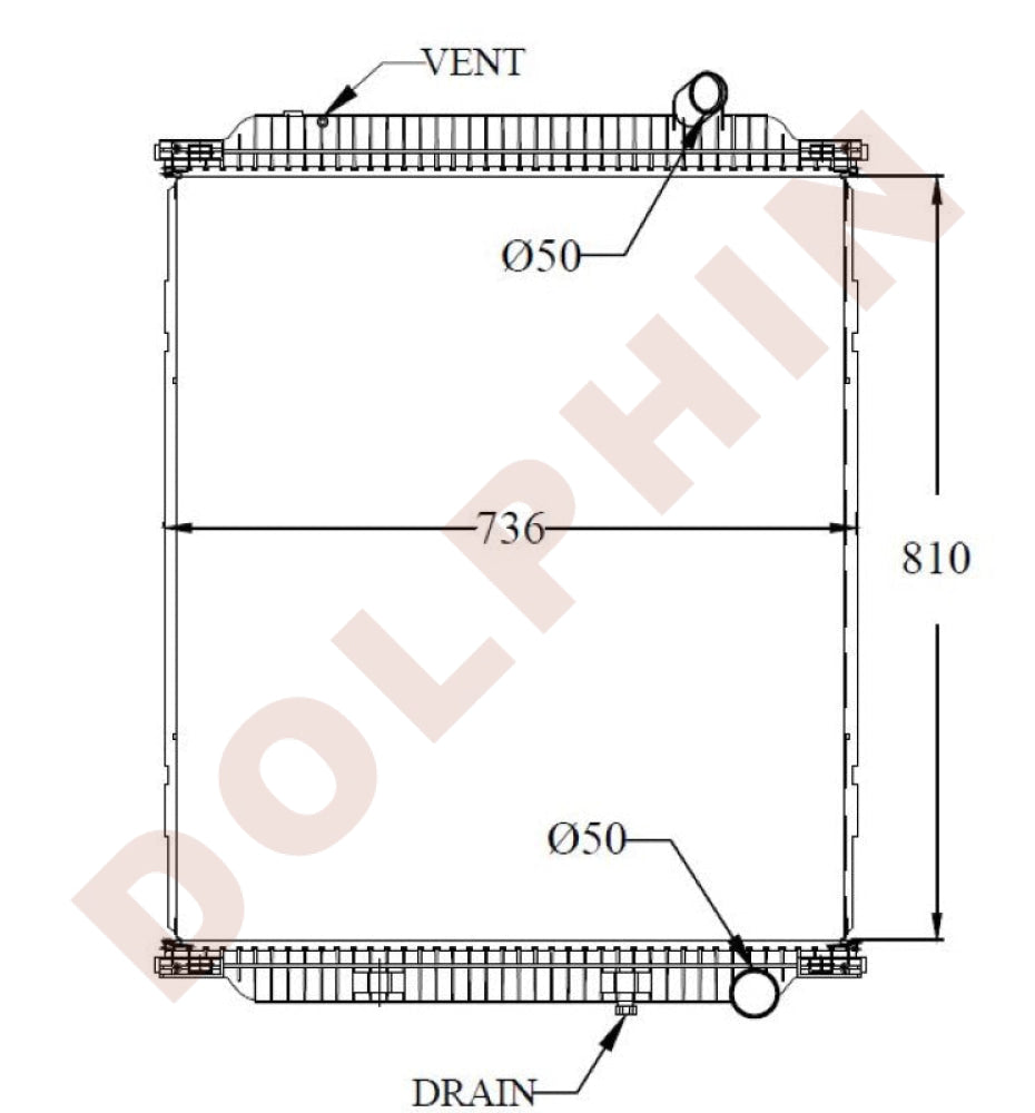 Rvi-Renault Radiator Year 2005-2008 Aluminum Plastic Hourglass / 810 X 736 48 Mm