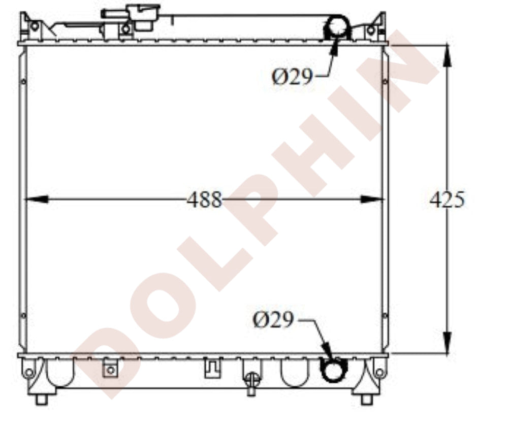 SUZUKI Radiator - 1.6 i 16V (1991-) 425 x 488 x 26 mm | Dolphin Catalogue