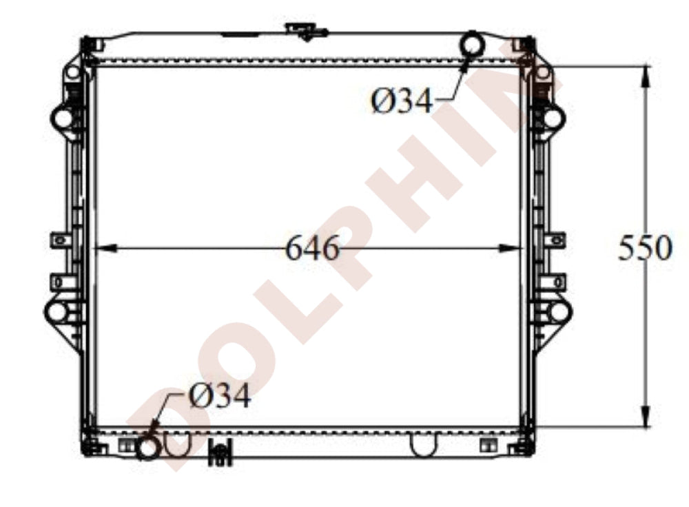 Toyo Radiator Model 72015 TOYOTA Radiator - 2.7 (2015-) 550 x 646 x 16 mm | Dolphin Catalogue