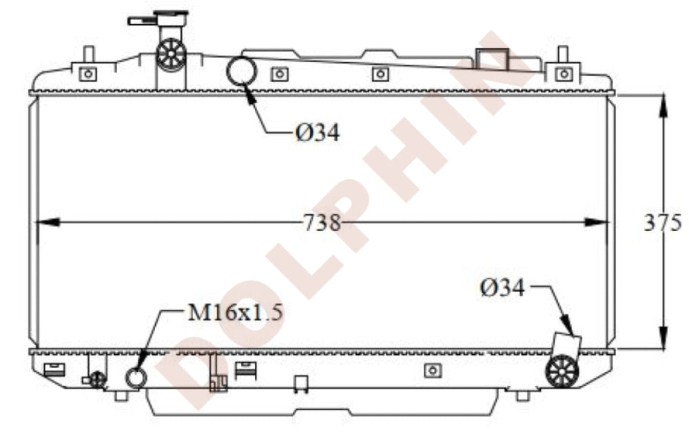 Toyota Radiator 2000-2003 Copper Brass / 375 X 755 30 Mm