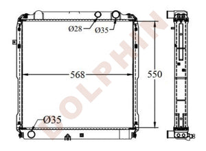 TOYOTA Radiator - COASTER - 550 x 568 x 48 mm | Dolphin Catalogue