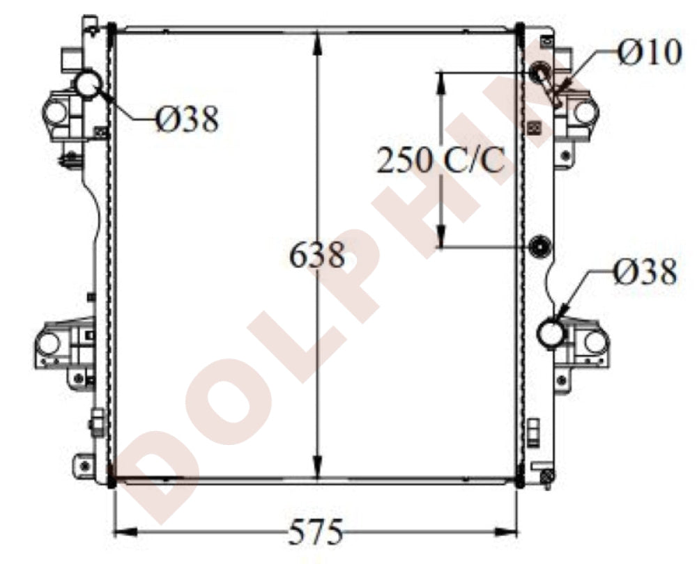 TOYOTA Radiator - 3.0 D4D (2009-) 575 x 638 x 36 mm | Dolphin Catalogue