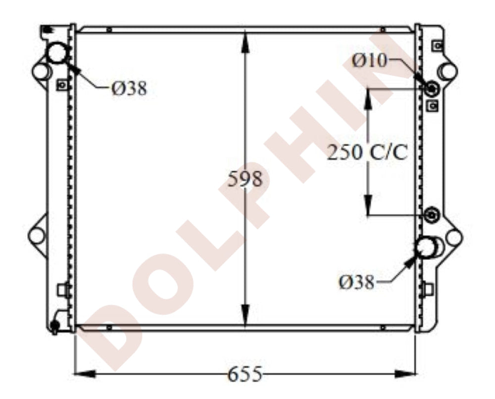 030295 Radiator TOYOTA Radiator - 3.0 TD (2002-) 655 x 598 x 24 mm | Dolphin Catalogue