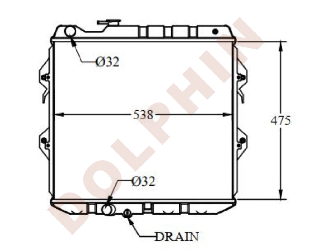 TOYOTA Radiator 3.0L (1997-) 475 x 538 x 45 mm | Dolphin Catalogue