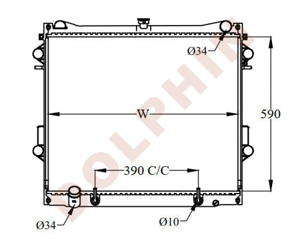 dolphin TOYOTA Radiator - 5.7 V6, 5700 (2007-) 590 x 718 x 48 mm | Dolphin
