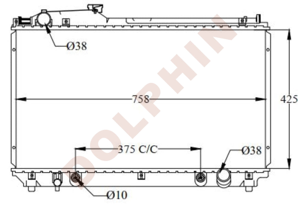 TOYOTA Radiator - 430 (2000-) 425 x 758 x 26 mm | Dolphin Catalogue