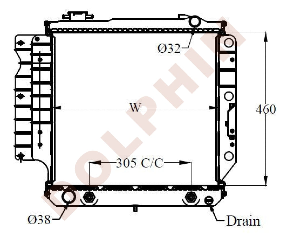 Radiator For Jeep 1987-1995 Aluminum Plastic / 460 X 501 36 Mm