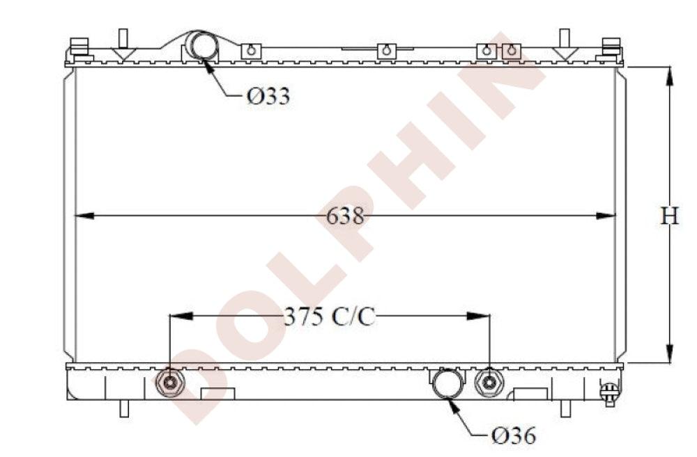 Dodge Radiator Year 1999- Copper Brass / 346 X 638 19 Mm