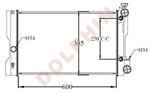 Toyota Radiator 2009-2010 Aluminum Plastic (Fin Ht 6Mm) / 600 X 366 26 Mm